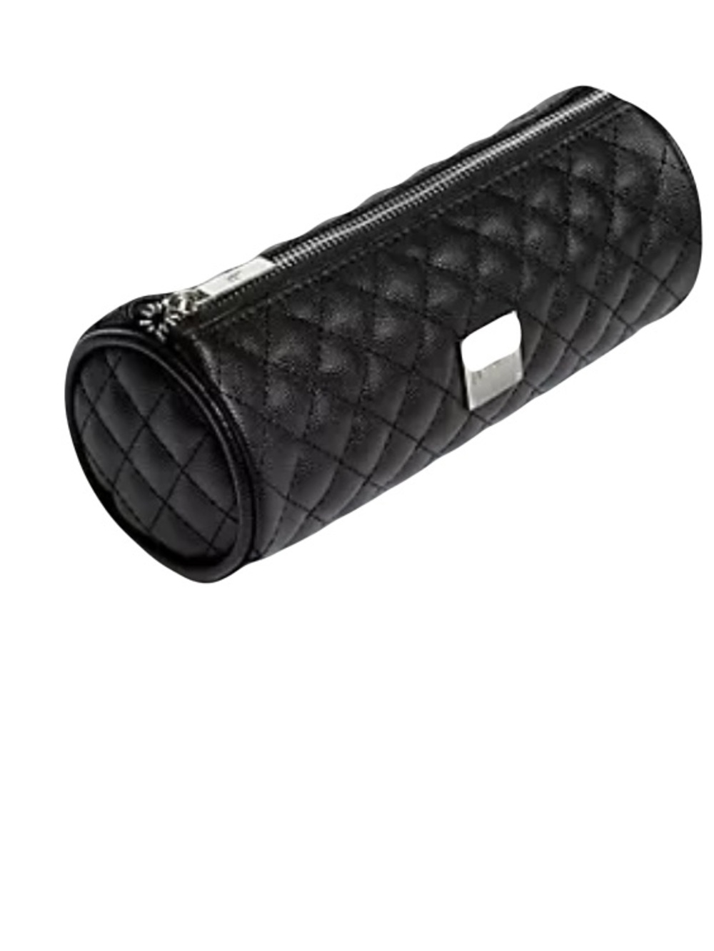 it cosmetics Black Quilted Cylinder Makeup Pouch with Silver Accent
